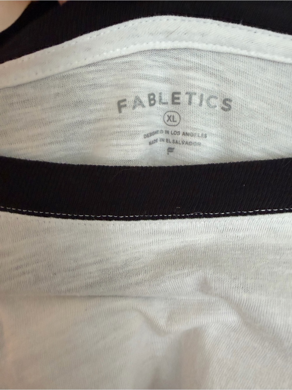 Fabletics White Crop Top with Black Neck Trim - Picture 2 of 5